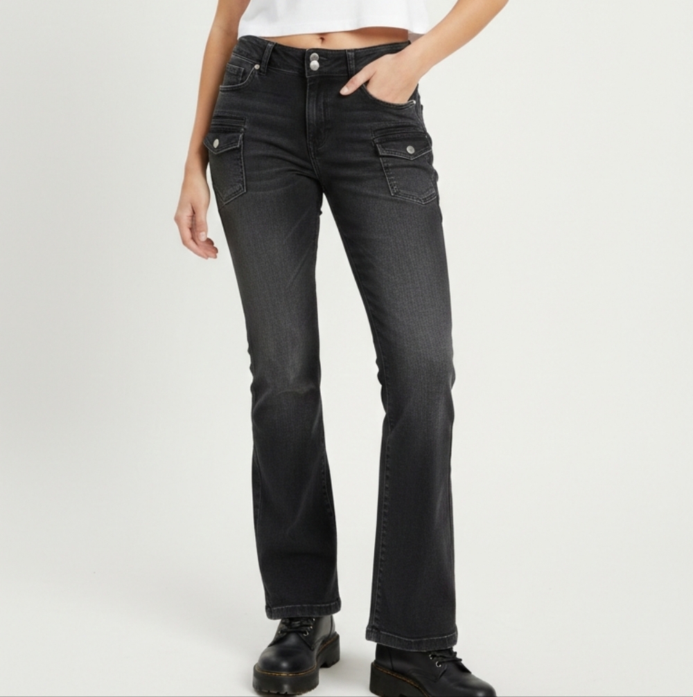 BDG Urban Outfitters Micro Flare Black Utility Jeans - Size 30